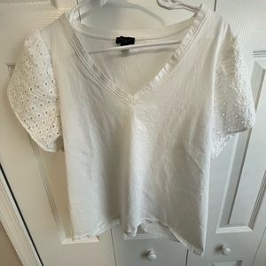 Ann Taylor Loft White Short Sleeve Top